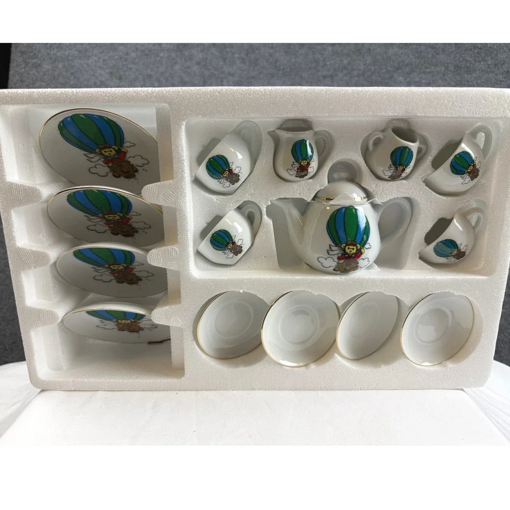 VTG Reutter Porzellan Germany Miniature Tea Set Hot Air Balloon Lands End NIB